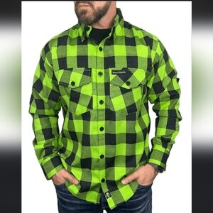 Adult demons behind me "Incredible H" Lime Green & Black Flannel Mens Large Tall